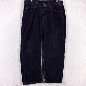 VTG 90s Levis 565 Corduroy Pants Men 33x28 Black Wide Leg Husky Baggy Skate USA